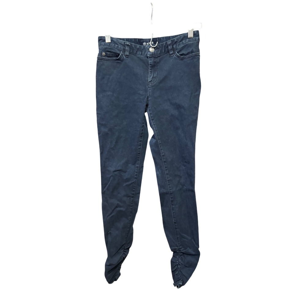 Michael Kors Dark Wash Denim Jeans 27 Ruched high waist Ankle Skinny Leg Women's